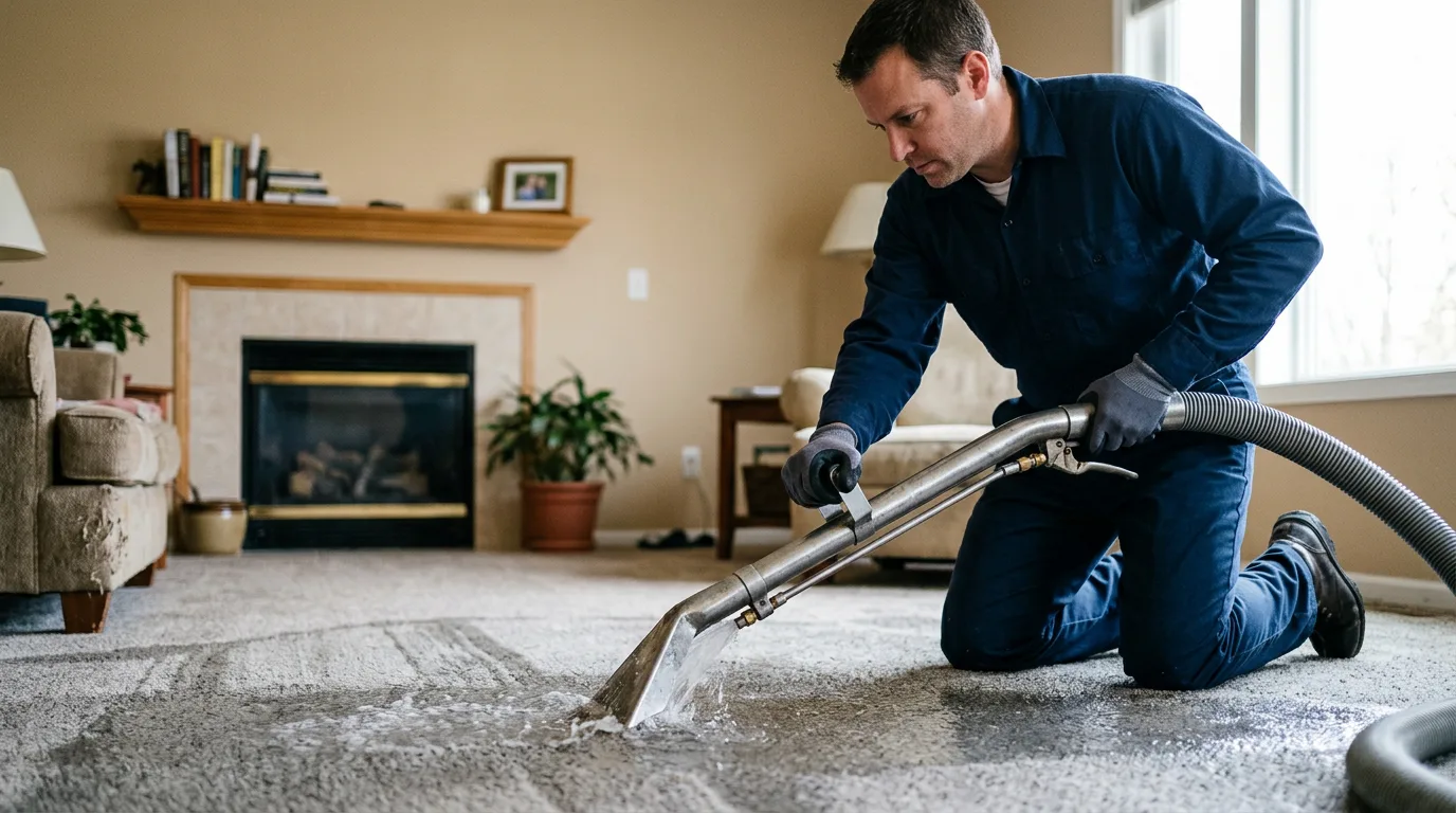Water damage restoration technician working near Meyersville, TX